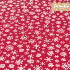 Beschichtete Baumwolle strukturiert Snowflakes rot-wei III 160 cm x 140 cm Bauerntisch