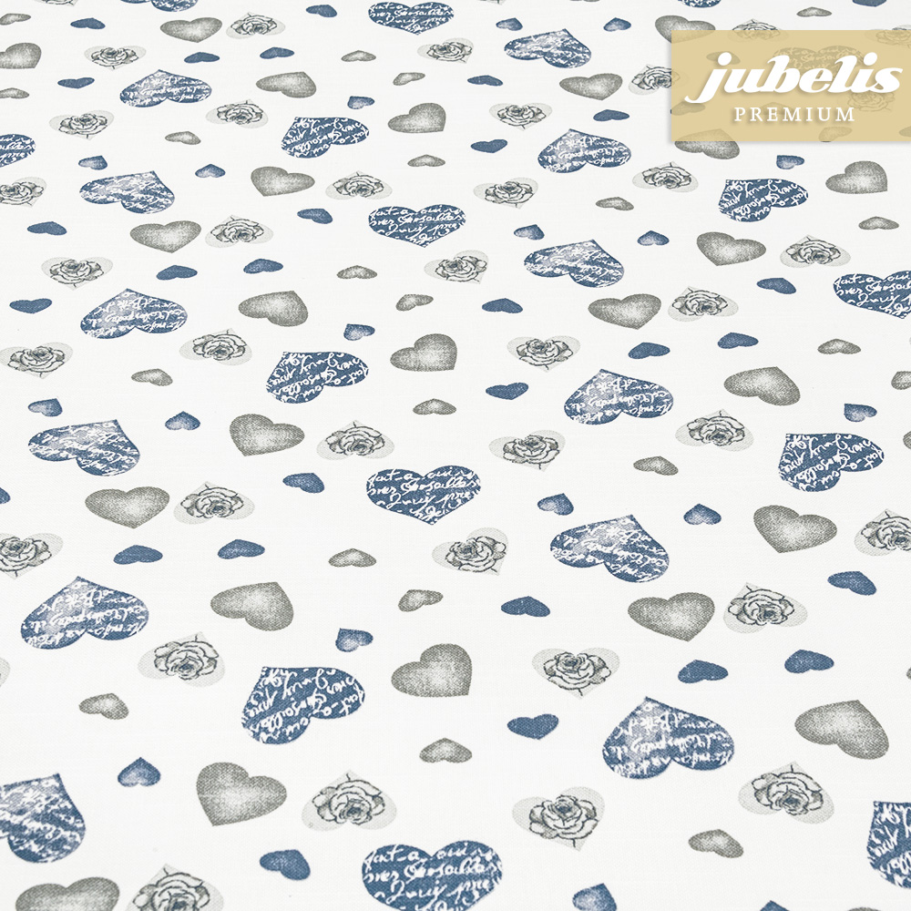 jubelis® | Beschichtete Baumwolle strukturiert Herzen modern blau III